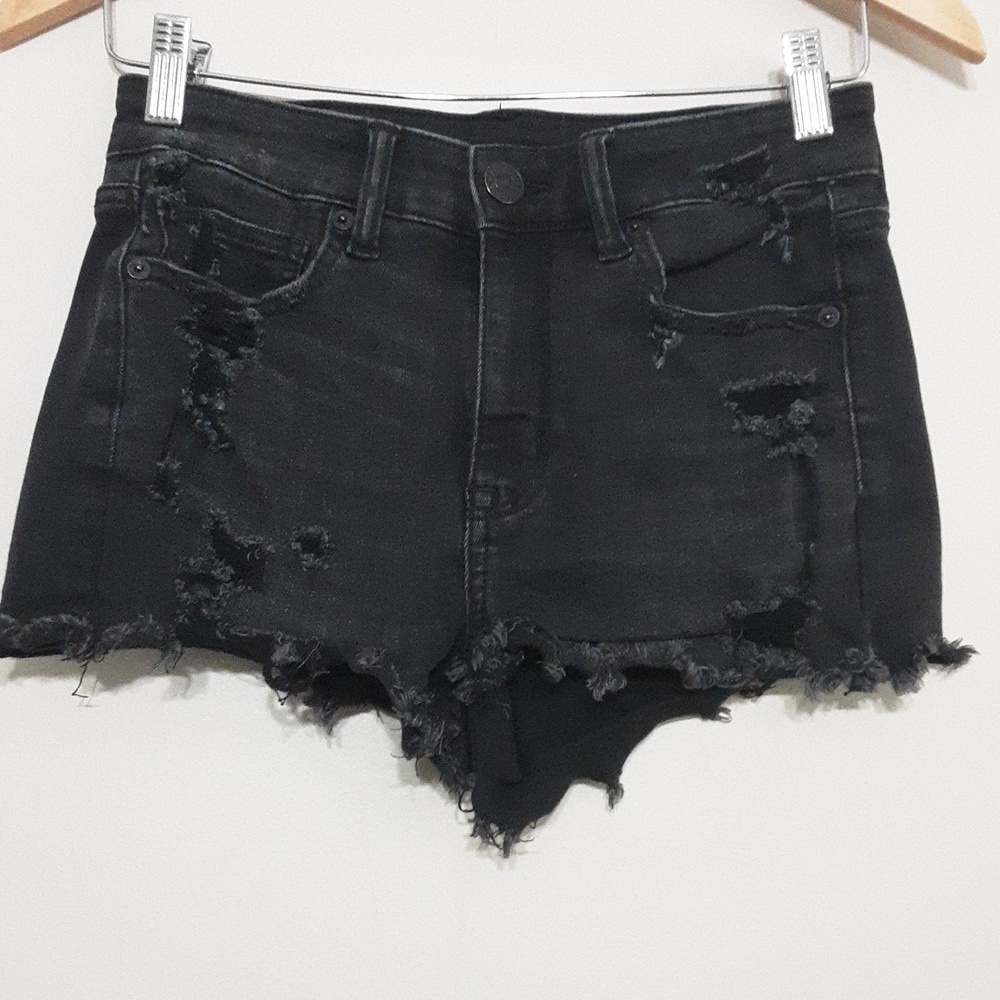 American eagle mom shortie black women's 4 distressed Festival Beach Rodeo Y2k